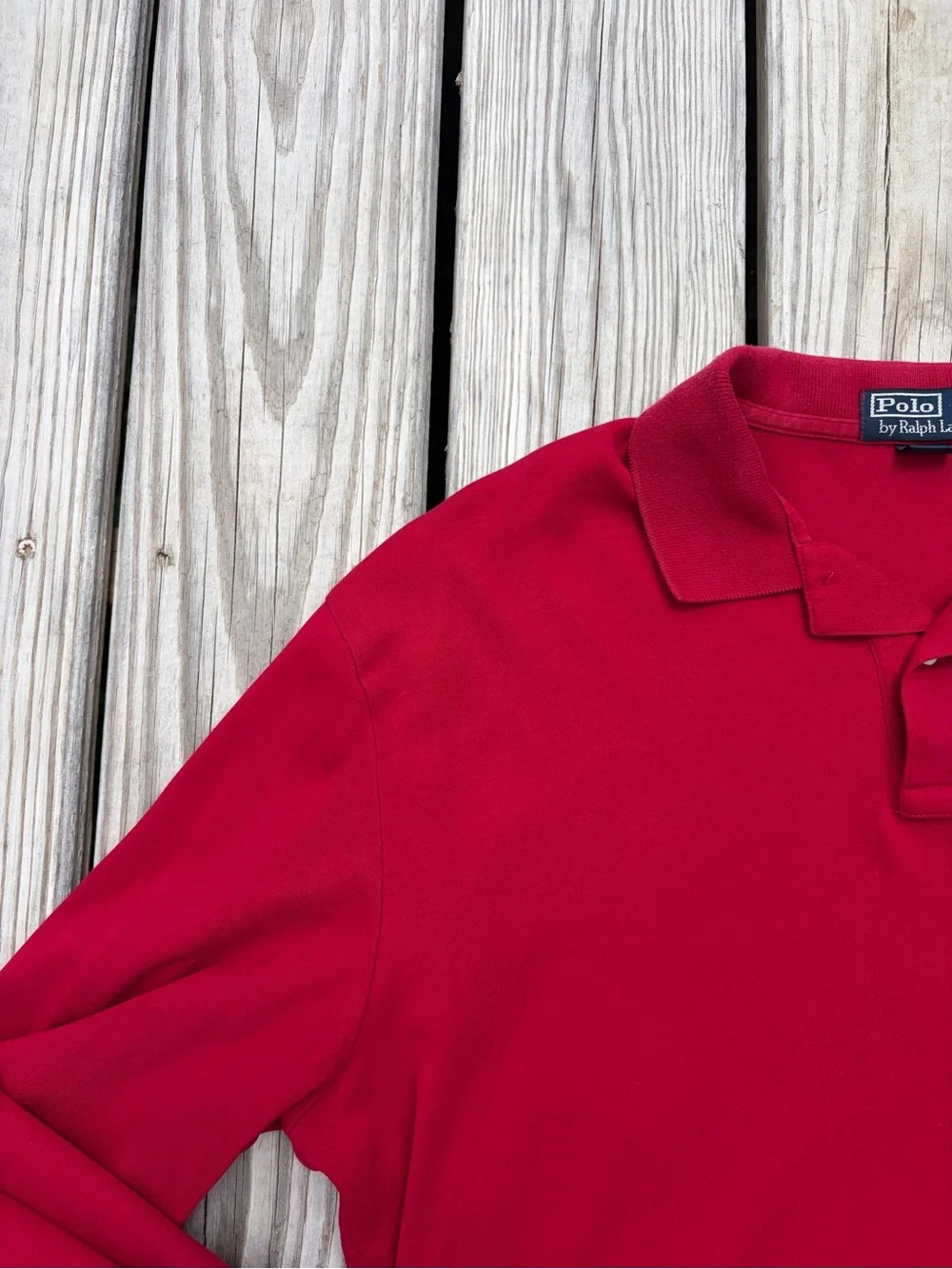 Ralph Lauren Polo Knit Shirt Mens L Button Pullover Red Collared Cotton FLAW